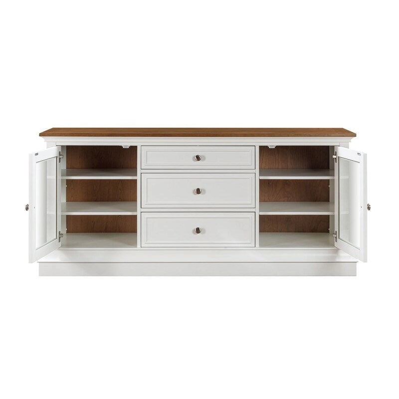 Traditional TV Console with Glass Doors & Adjustable Shelves