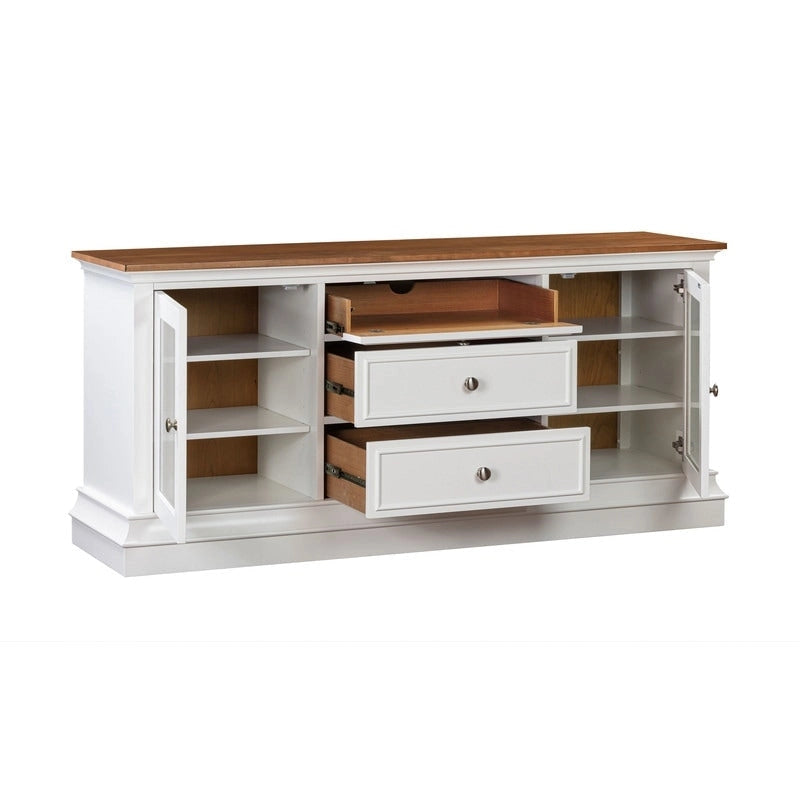 Traditional TV Console with Glass Doors & Adjustable Shelves
