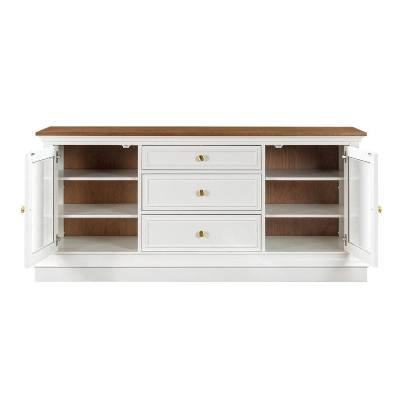 Traditional TV Console with Glass Doors & Adjustable Shelves