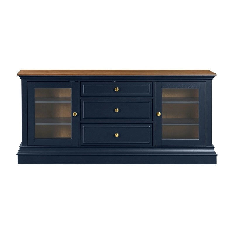 Traditional TV Console with Glass Doors & Adjustable Shelves