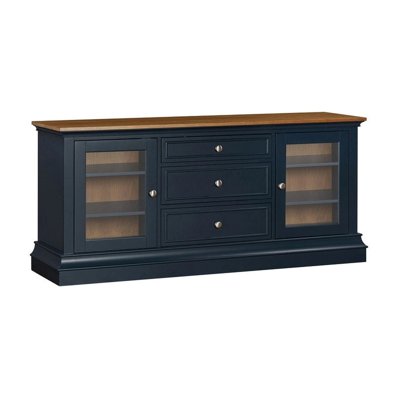 Traditional TV Console with Glass Doors & Adjustable Shelves