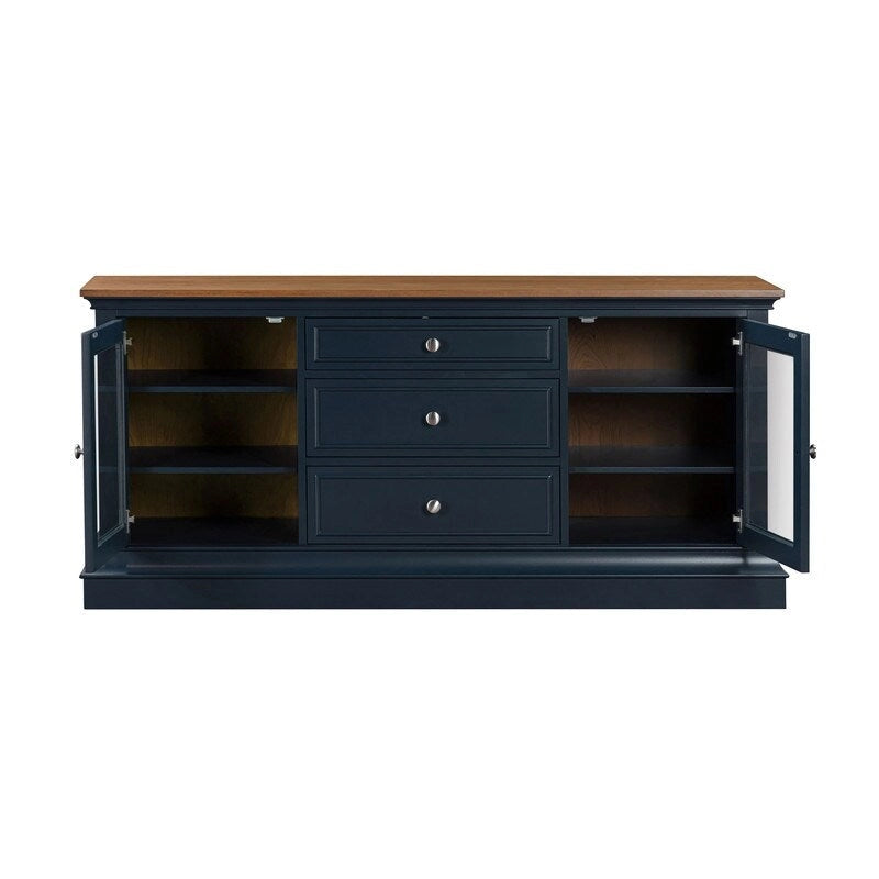 Traditional TV Console with Glass Doors & Adjustable Shelves