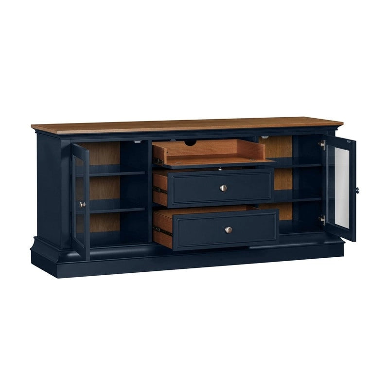 Traditional TV Console with Glass Doors & Adjustable Shelves