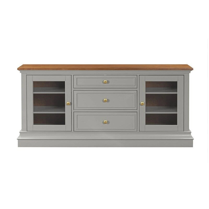 Traditional TV Console with Glass Doors & Adjustable Shelves