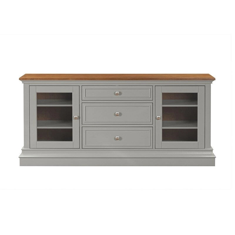 Traditional TV Console with Glass Doors & Adjustable Shelves