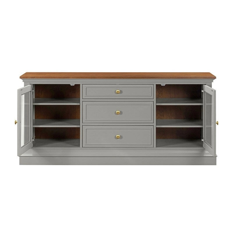 Traditional TV Console with Glass Doors & Adjustable Shelves
