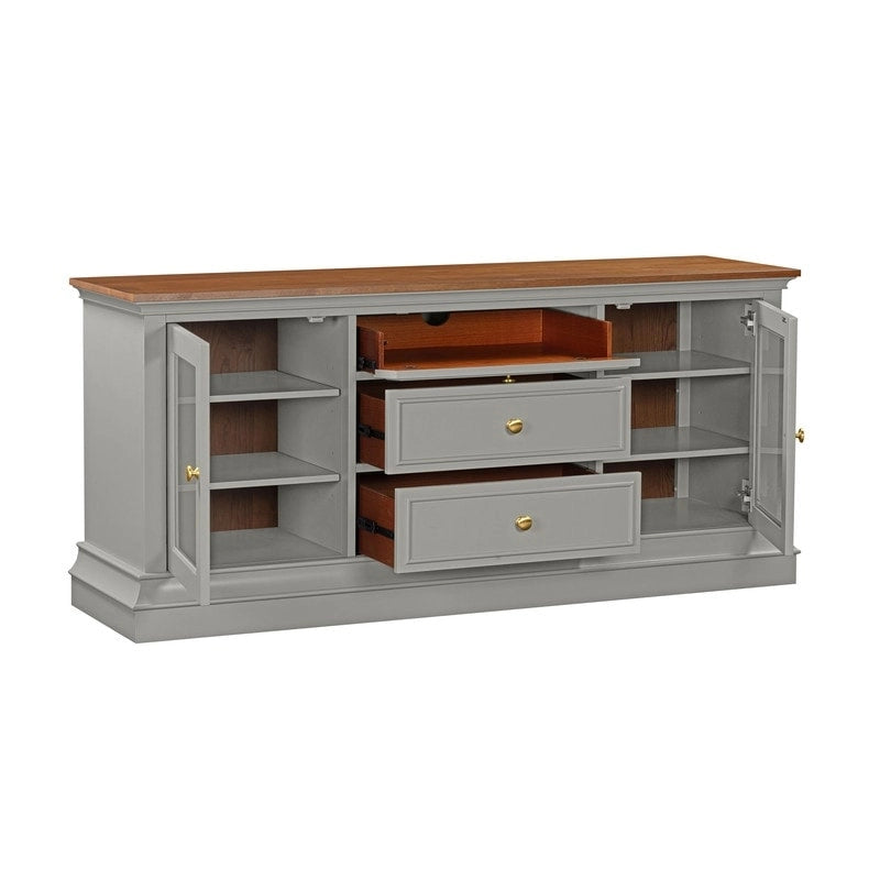 Traditional TV Console with Glass Doors & Adjustable Shelves