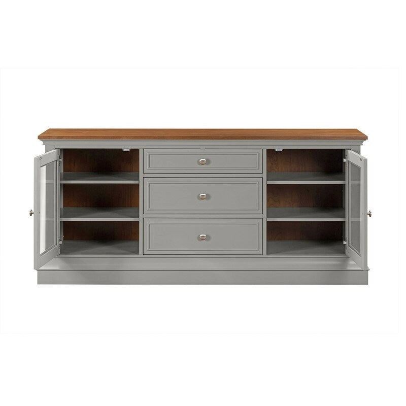 Traditional TV Console with Glass Doors & Adjustable Shelves