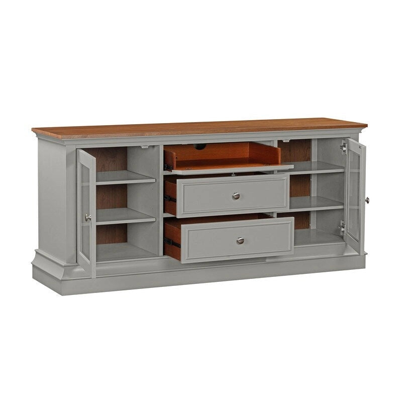 Traditional TV Console with Glass Doors & Adjustable Shelves
