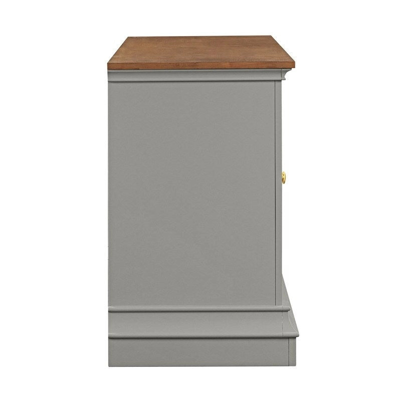Traditional TV Console with Glass Doors & Adjustable Shelves