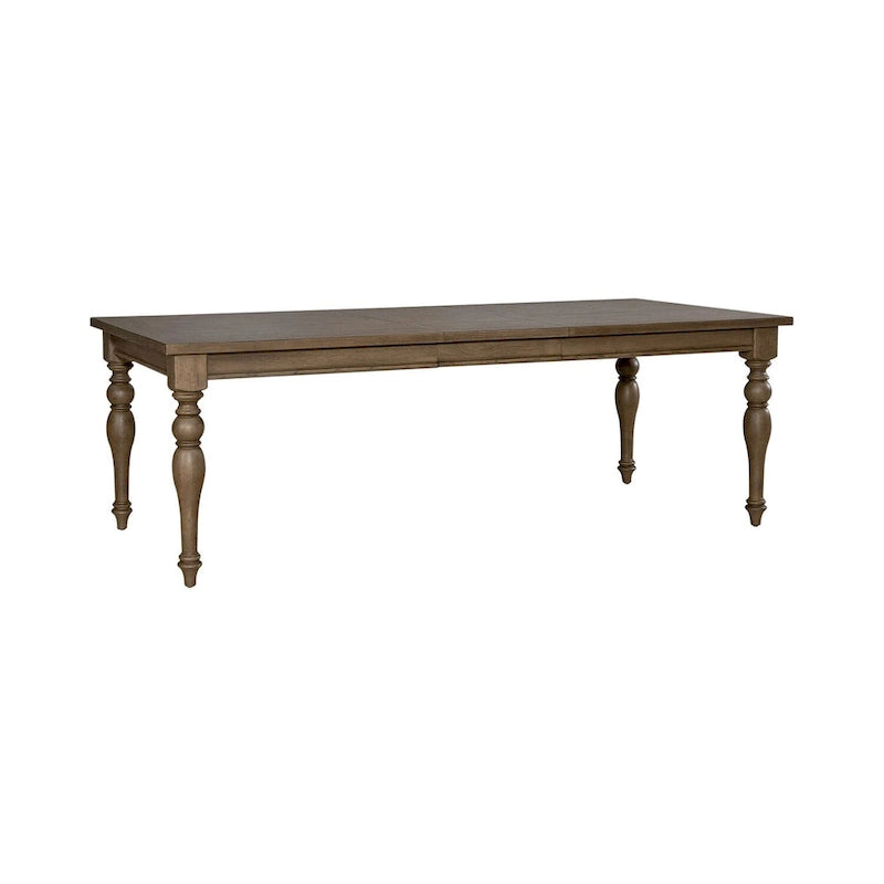 Dusty Taupe Rectangular Leg Dining Table with Self-Storing Leaf