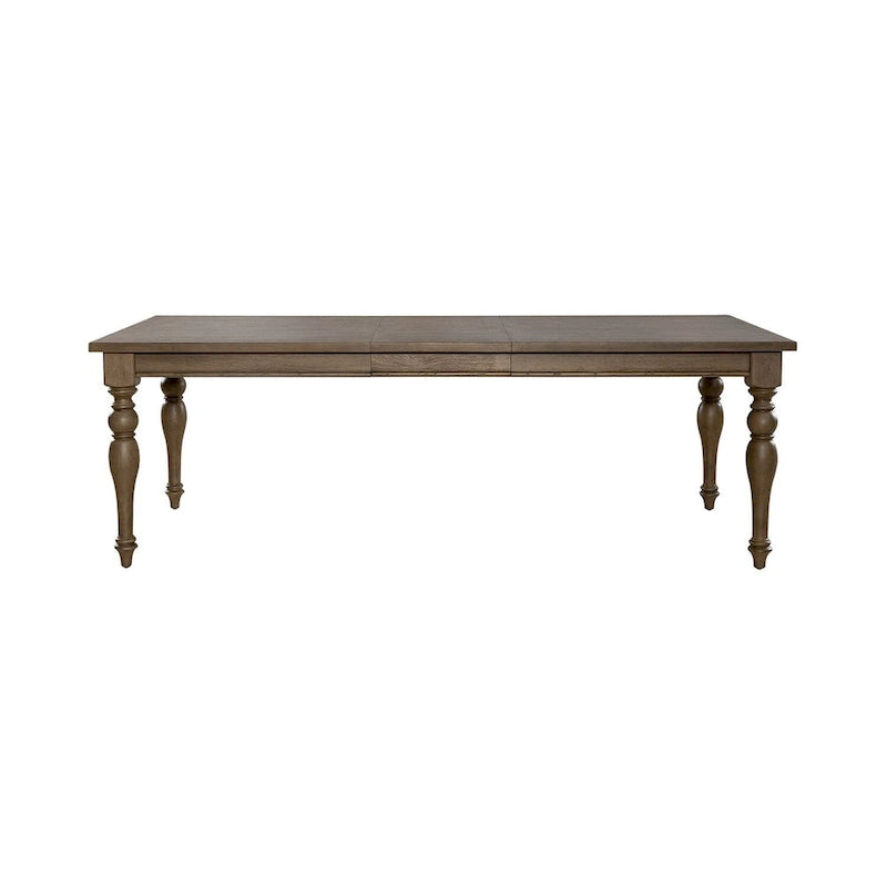 Dusty Taupe Rectangular Leg Dining Table with Self-Storing Leaf