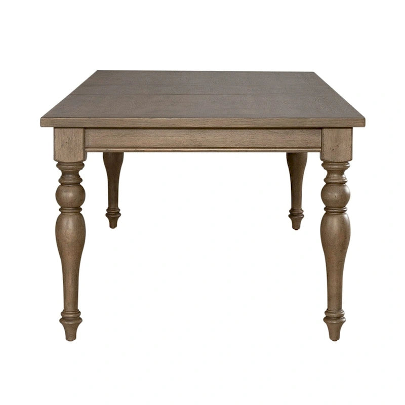 Dusty Taupe Rectangular Leg Dining Table with Self-Storing Leaf