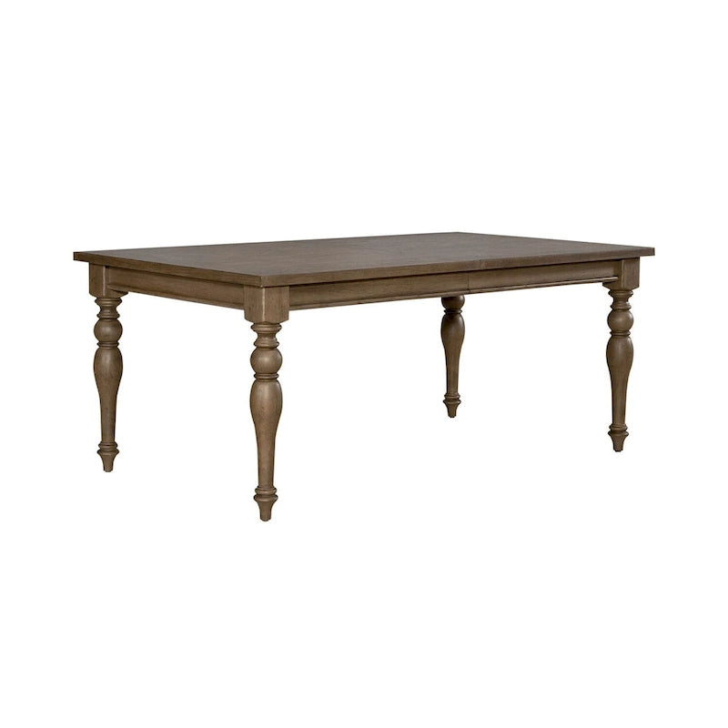 Dusty Taupe Rectangular Leg Dining Table with Self-Storing Leaf