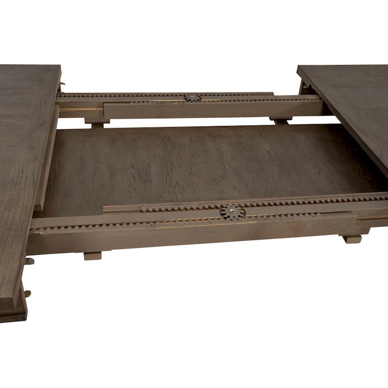 Dusty Taupe Rectangular Leg Dining Table with Self-Storing Leaf