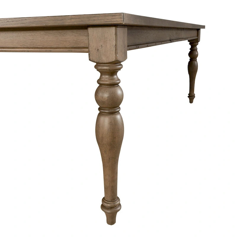 Dusty Taupe Rectangular Leg Dining Table with Self-Storing Leaf
