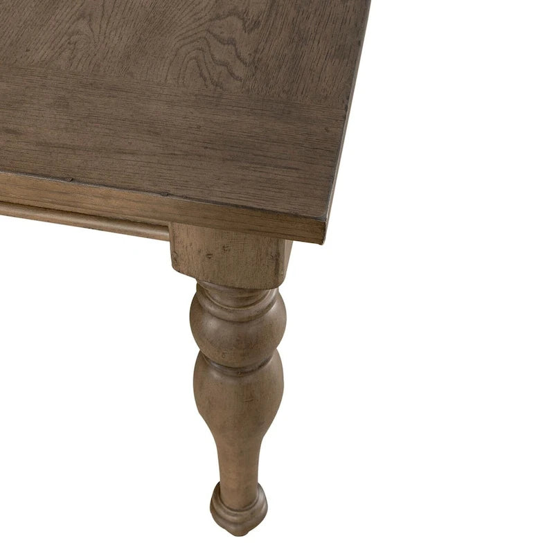 Dusty Taupe Rectangular Leg Dining Table with Self-Storing Leaf