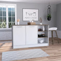 59-inch Wide Kitchen Island with 3 Open Shelves and 2 Cabinets