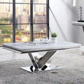 Kaliki Glam 51-inch Faux Marble Top Coffee Table with Chrome Pedestal Base by Furniture of America