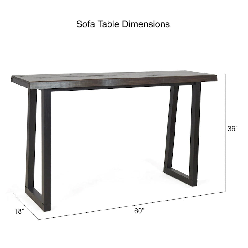 Live Edge Distressed Cherry and Ebony Console Bar Table