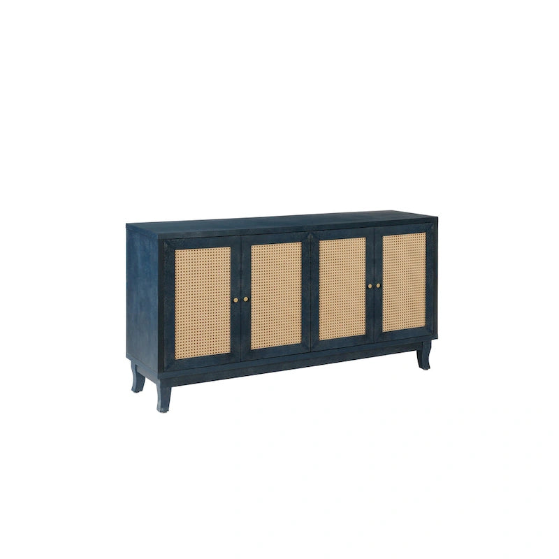 Modern Accent Storage Cabinet Sideboard Wooden Cabinet Console Table with 4 Doors and Adjustable Shelves