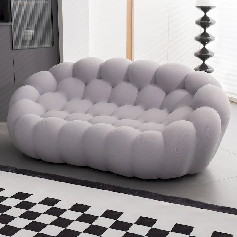 2-Seat Bubble Curved Sofa, Honeycomb 3D Fabric, Living Room