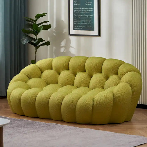 2-Seat Bubble Curved Sofa, Honeycomb 3D Fabric, Living Room