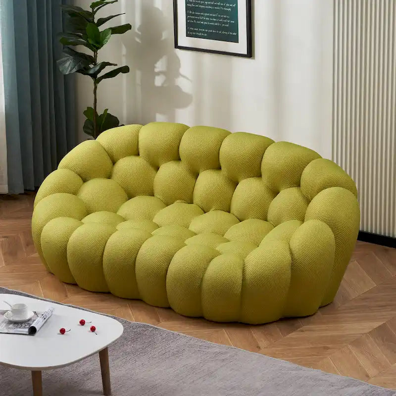 2-Seat Bubble Curved Sofa, Honeycomb 3D Fabric, Living Room