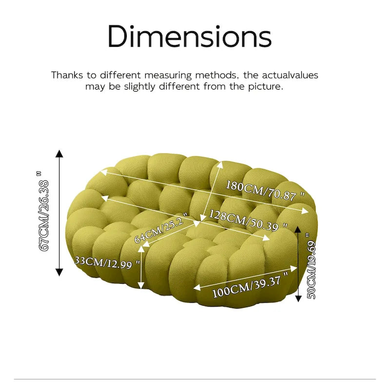 2-Seat Bubble Curved Sofa, Honeycomb 3D Fabric, Living Room