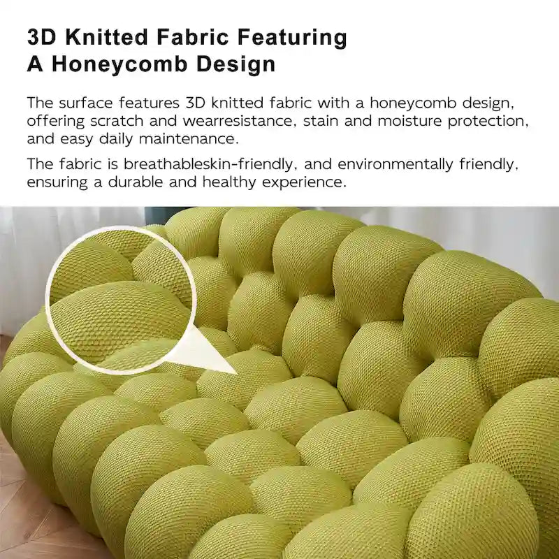 2-Seat Bubble Curved Sofa, Honeycomb 3D Fabric, Living Room