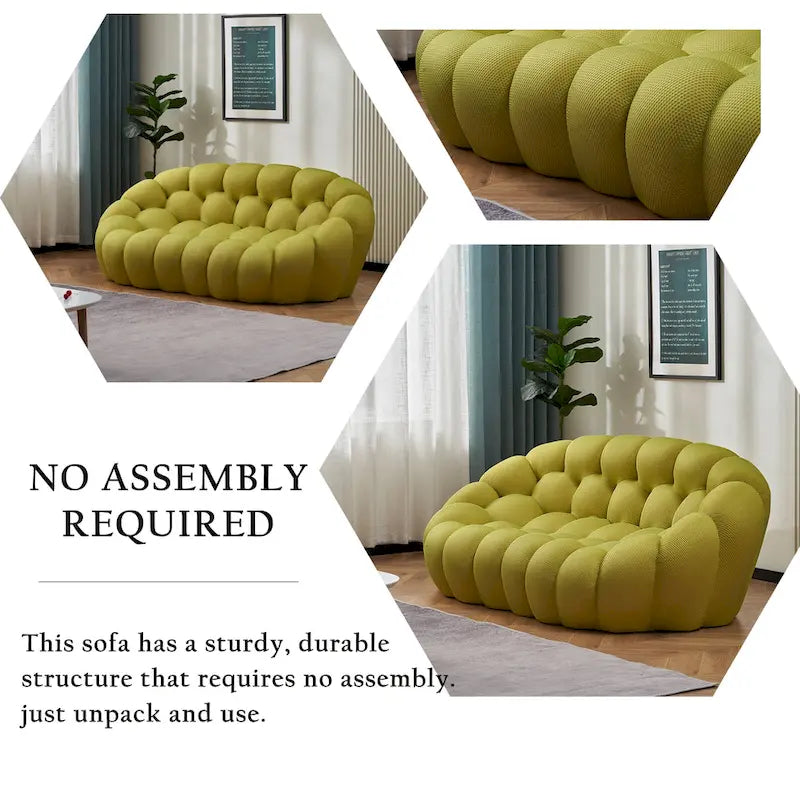 2-Seat Bubble Curved Sofa, Honeycomb 3D Fabric, Living Room
