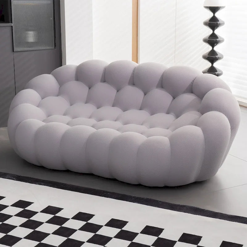 2-Seat Bubble Curved Sofa, Honeycomb 3D Fabric, Living Room