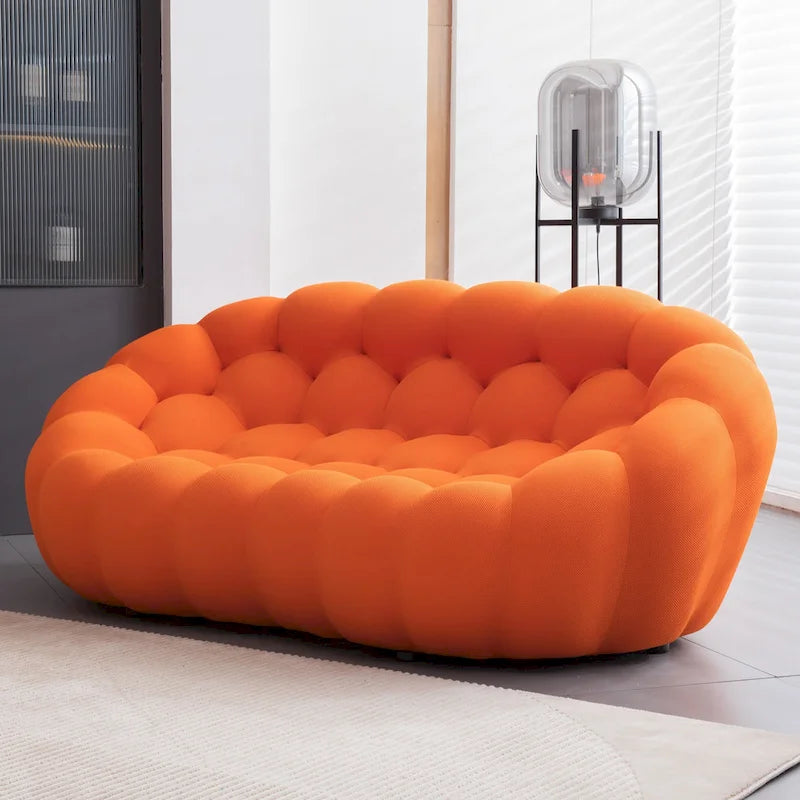 2-Seat Bubble Curved Sofa, Honeycomb 3D Fabric, Living Room