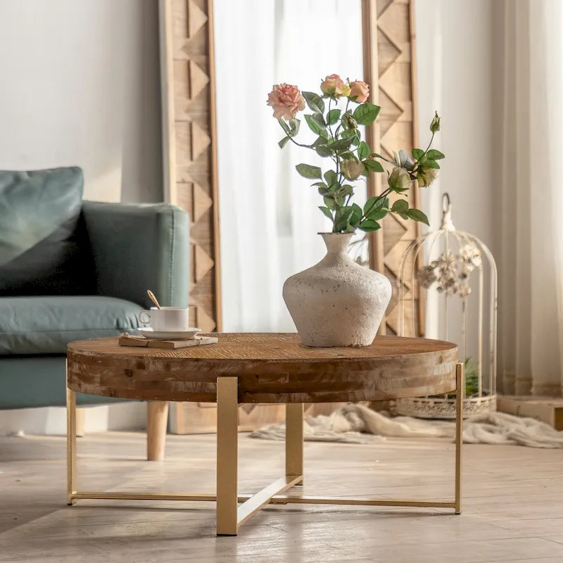 31,29 Table Basse Ronde Moderne Rétro avec Jonction