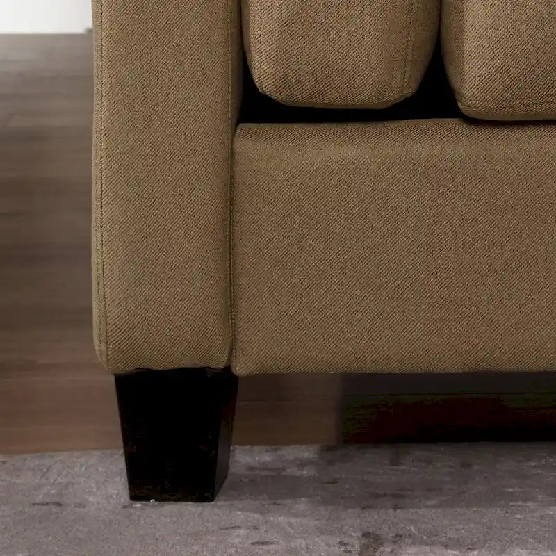 Modern Double Arm Sofa, Deep Seat, Pillowed Back Cushions, Durable Linen Fabric