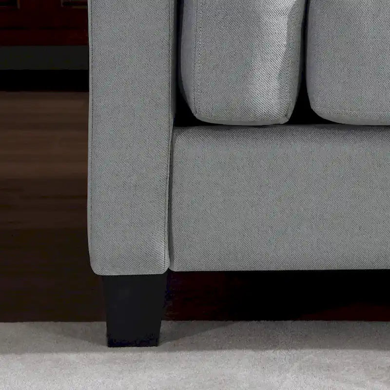 Modern Double Arm Sofa, Deep Seat, Pillowed Back Cushions, Durable Linen Fabric