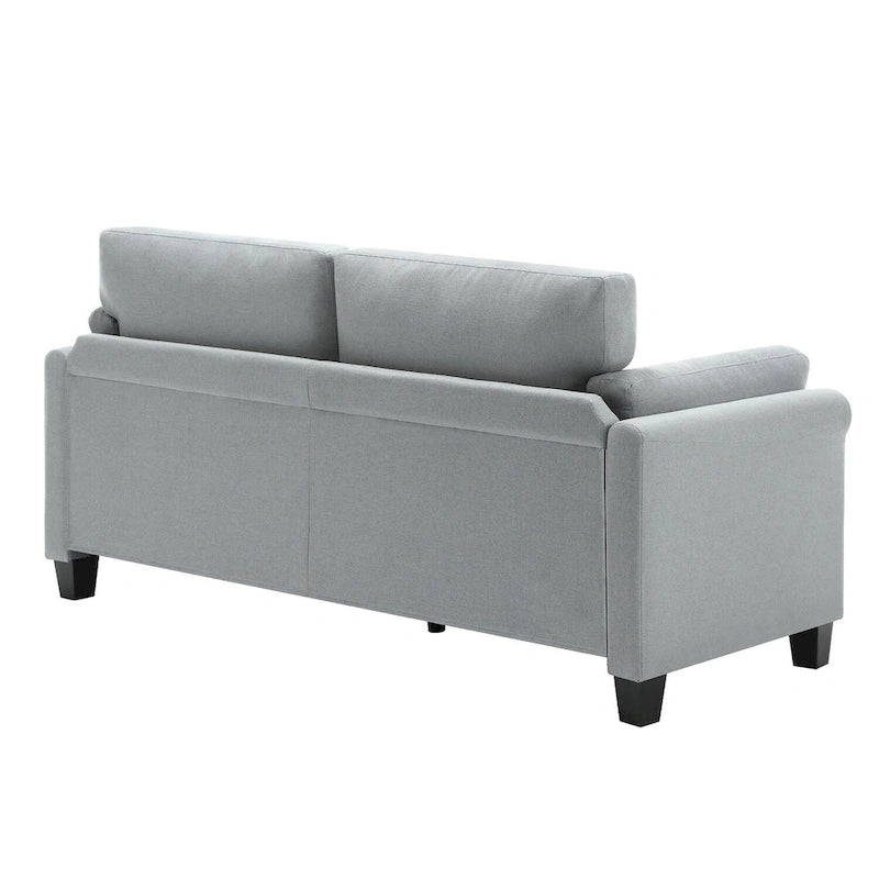 Modern Double Arm Sofa, Deep Seat, Pillowed Back Cushions, Durable Linen Fabric