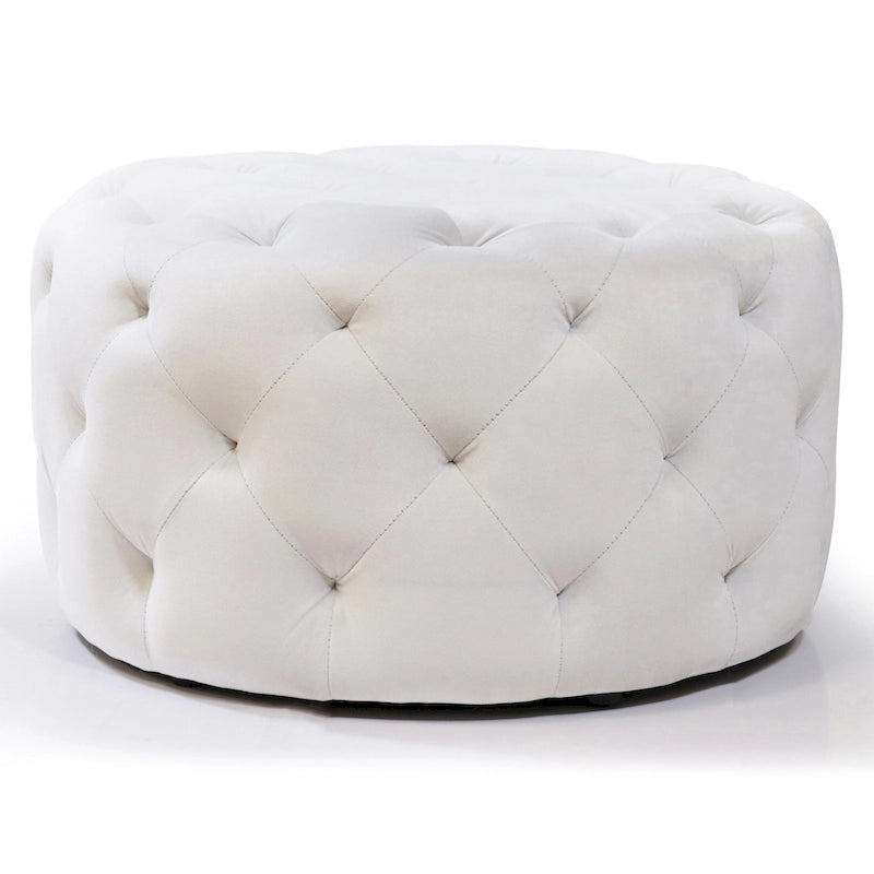 24-inch Round Tufted Velvet Ottoman (Optional Colors)