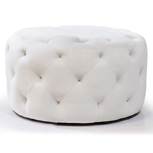 24-inch Round Tufted Velvet Ottoman (Optional Colors)
