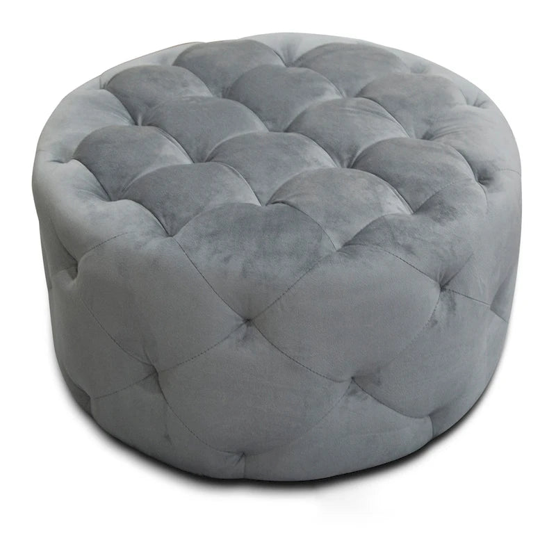 24-inch Round Tufted Velvet Ottoman (Optional Colors)