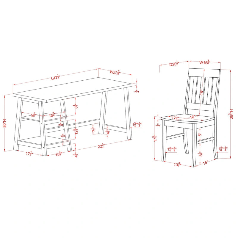 Transitional 47-inch 2-Piece Glass Computer Desk with Chair