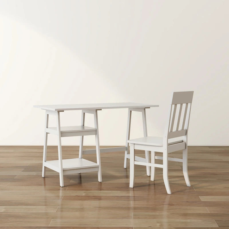 Transitional 47-inch 2-Piece Glass Computer Desk with Chair