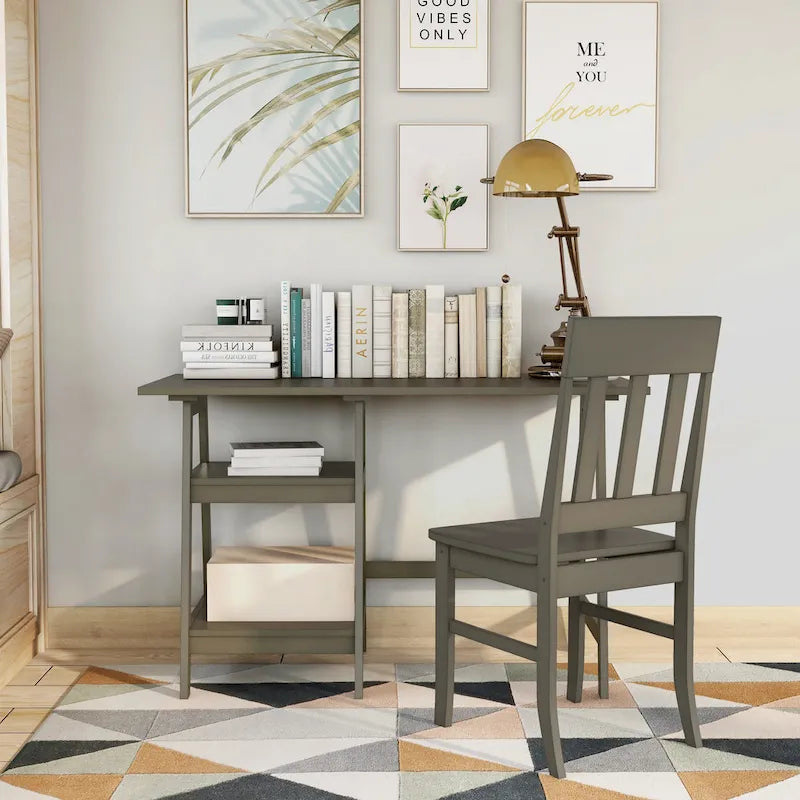 Transitional 47-inch 2-Piece Glass Computer Desk with Chair