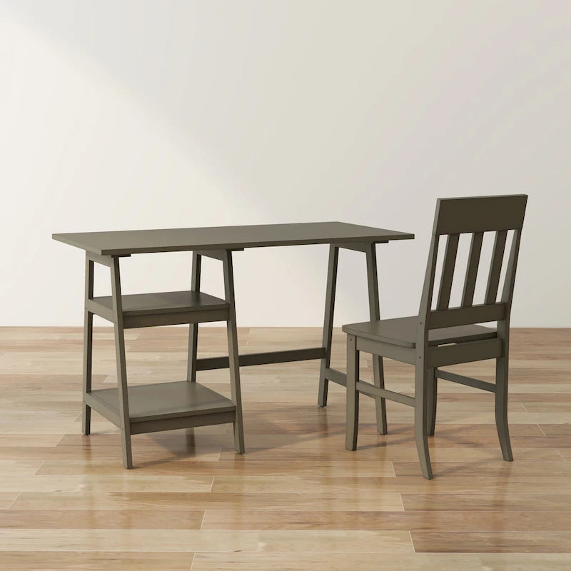 Transitional 47-inch 2-Piece Glass Computer Desk with Chair