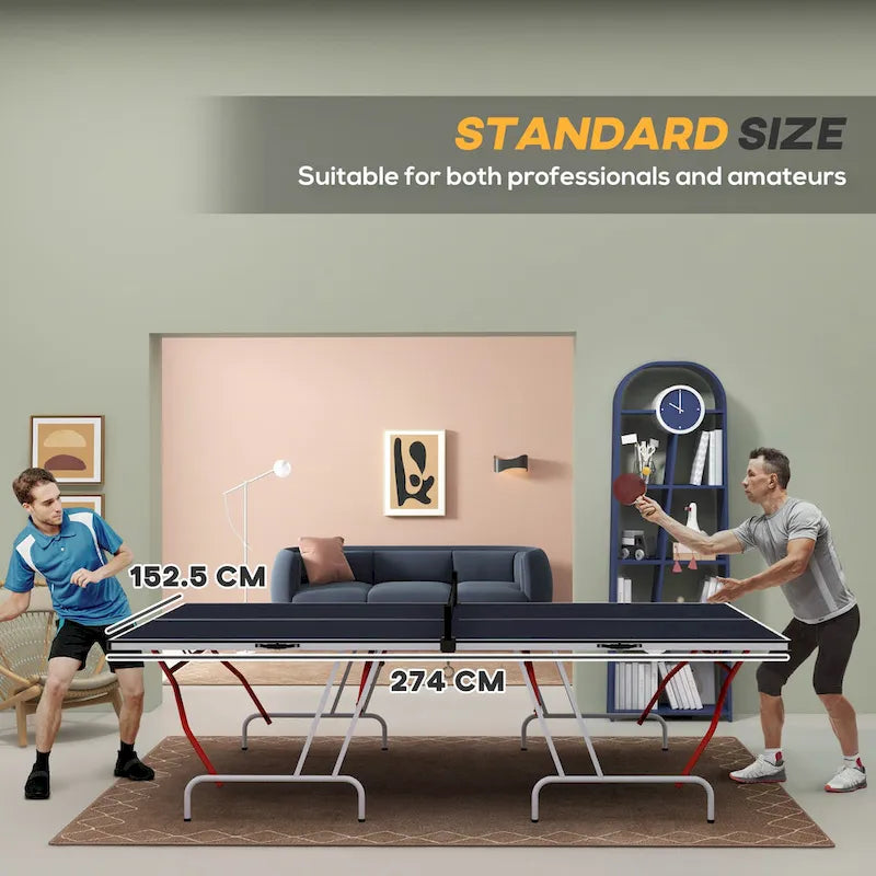 Full Size Ping Pong Table, Folds into Quarters, with Net, Paddles & Balls, Charcoal Gray