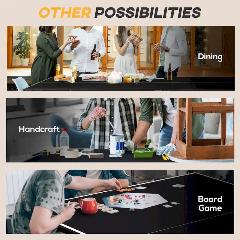 Full Size Ping Pong Table, Folds into Quarters, with Net, Paddles & Balls, Charcoal Gray