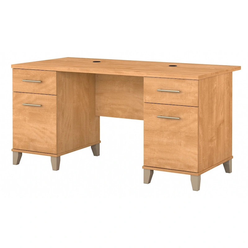 60W Home Office Computer Desk with Drawers & Wire Management