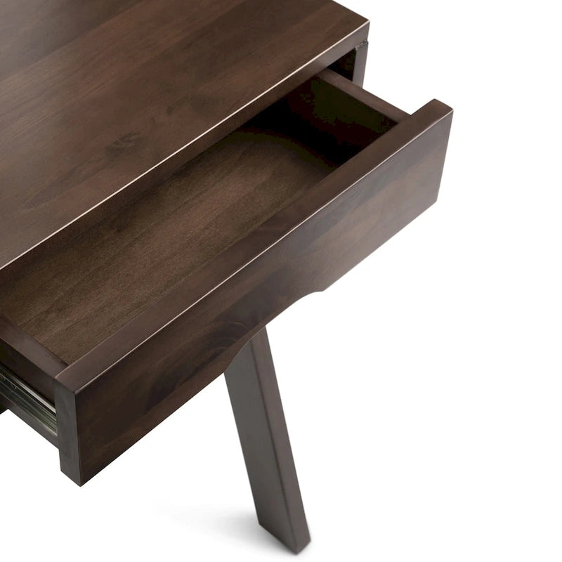 Solid Wood Contemporary 36" Modern Leaning Desk in Warm Walnut Brown