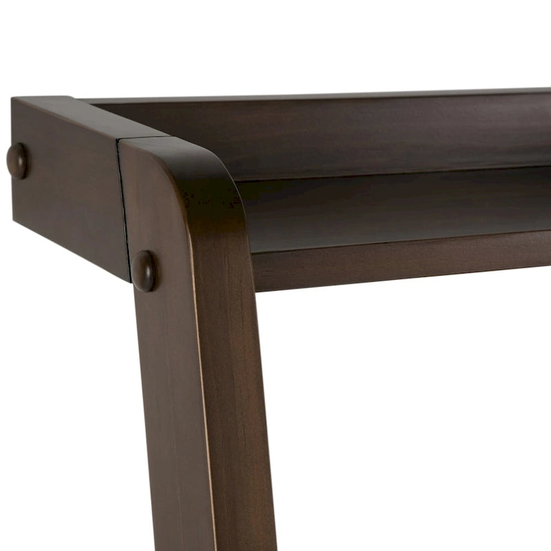 Solid Wood Contemporary 36" Modern Leaning Desk in Warm Walnut Brown
