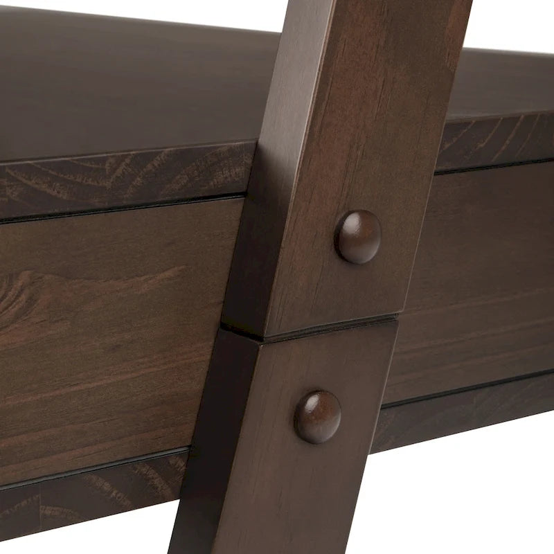 Solid Wood Contemporary 36" Modern Leaning Desk in Warm Walnut Brown